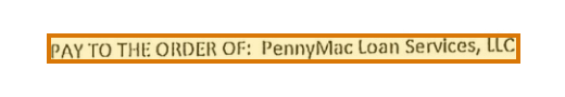 The region of the sample Allonge to Note containing Pay to the order of, with the extracted value outlined