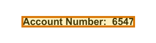 The region of the sample Bank Statement containing Account number, with the extracted value outlined