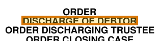 The region of the sample Bankruptcy Discharge containing Order, with the extracted value outlined