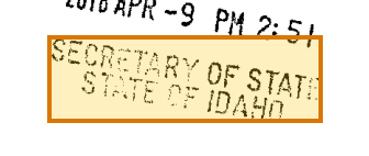 The region of the sample Business Registration containing Filing state (stamp), with the extracted value outlined