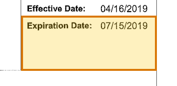 The region of the sample Certificate of Occupancy containing Expiration date, with the extracted value outlined