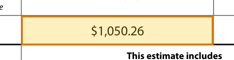 The region of the sample Closing Disclosure containing Estimated total monthly payment (years 1-7), with the extracted value outlined