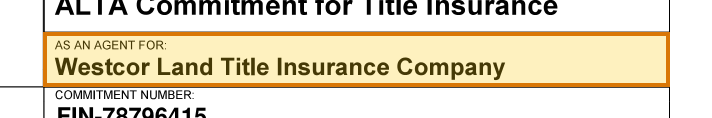 The region of the sample Commitment for Title Insurance containing Underwriter, with the extracted value outlined