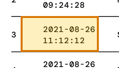 The region of the sample Cryptocurrency Account Statement containing Transaction time, with the extracted value outlined