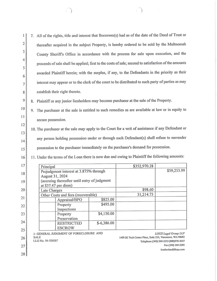 Page 3 of the sample Foreclosure Judgment