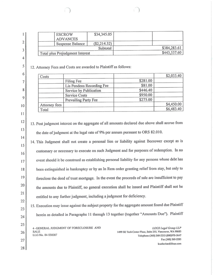 Page 4 of the sample Foreclosure Judgment