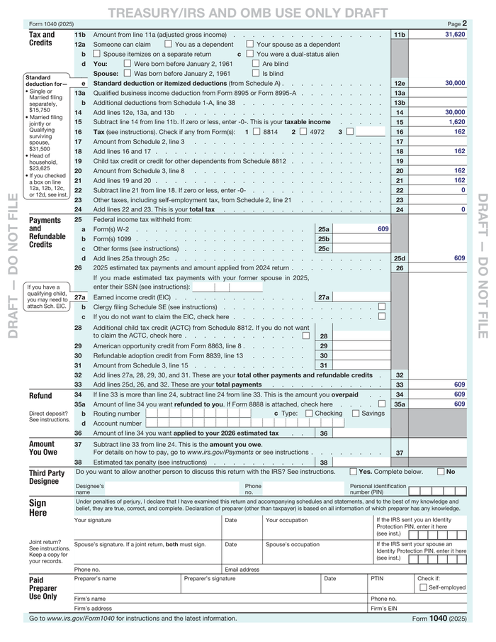 Page 2 of the sample Form 1040