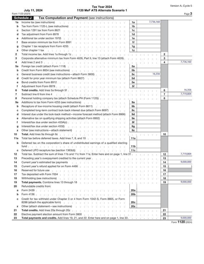 Page 3 of the sample Form 1120