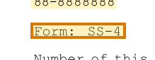 The region of the sample IRS CP 575 containing Application form, with the extracted value outlined