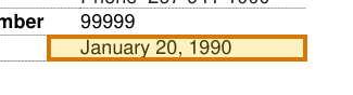 The region of the sample ITIN Number containing Date of birth, with the extracted value outlined