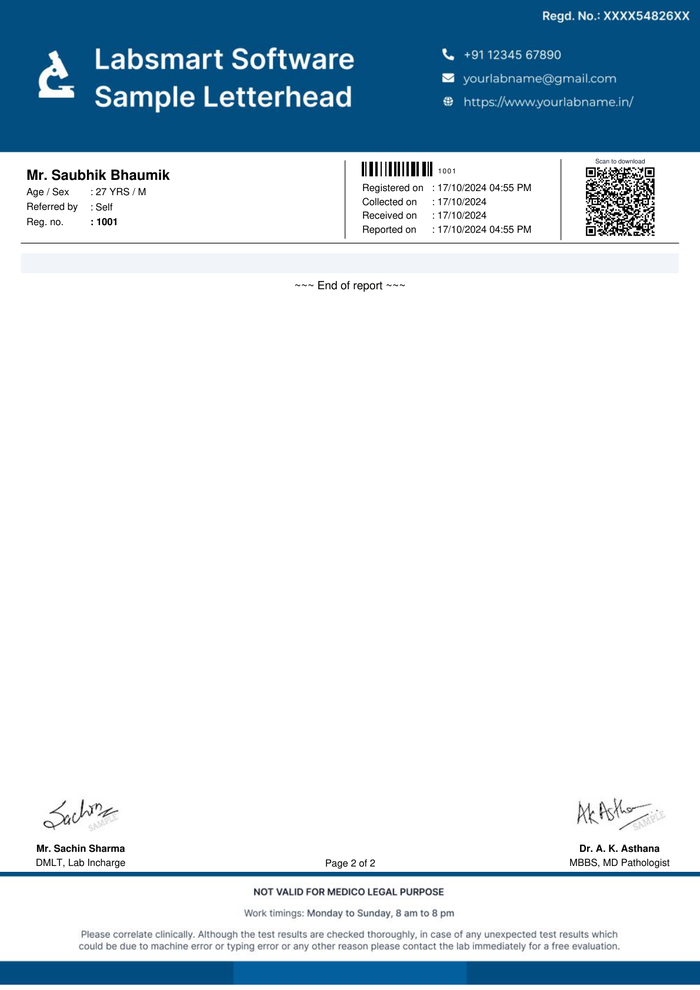 Page 2 of the sample Lab Report