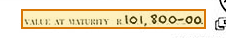 The region of the sample Negotiable Certificate of Deposit containing Value at maturity, with the extracted value outlined