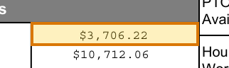 The region of the sample Pay Stub containing Net pay, with the extracted value outlined