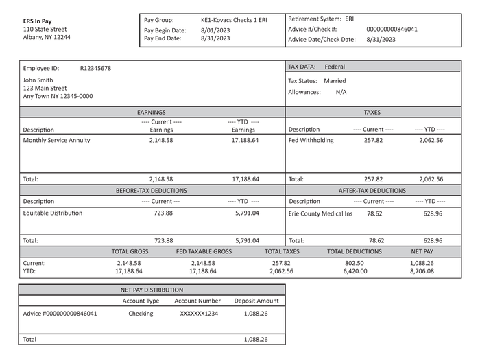 Page 1 of the sample Pension Statement