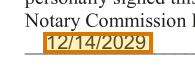 The region of the sample Power of Attorney containing Notary commission expires, with the extracted value outlined