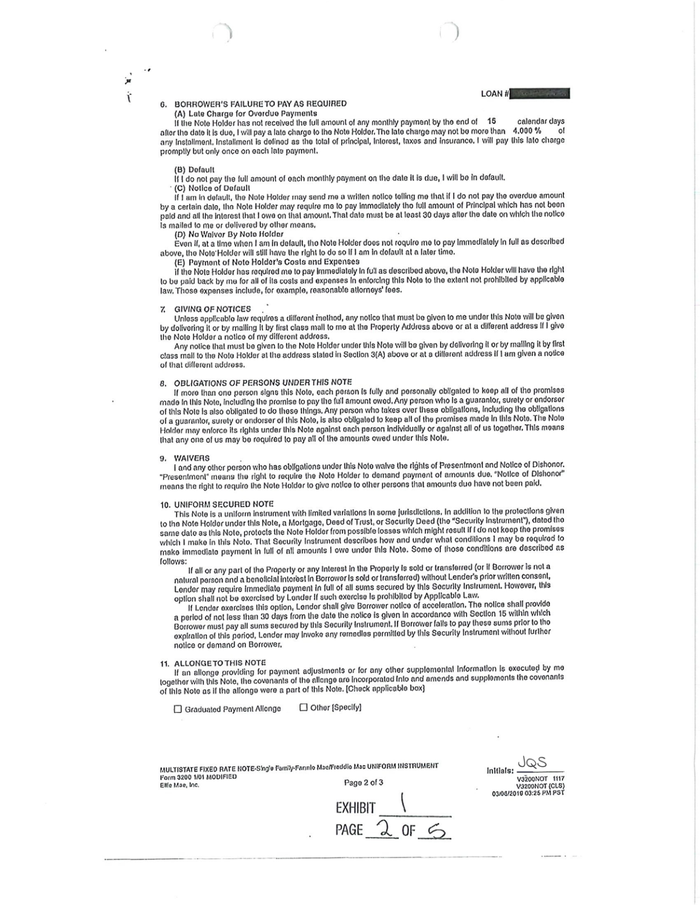 Page 2 of the sample Promissory Note