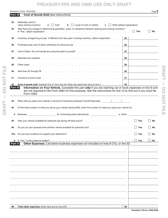 Page 2 of the sample Schedule C